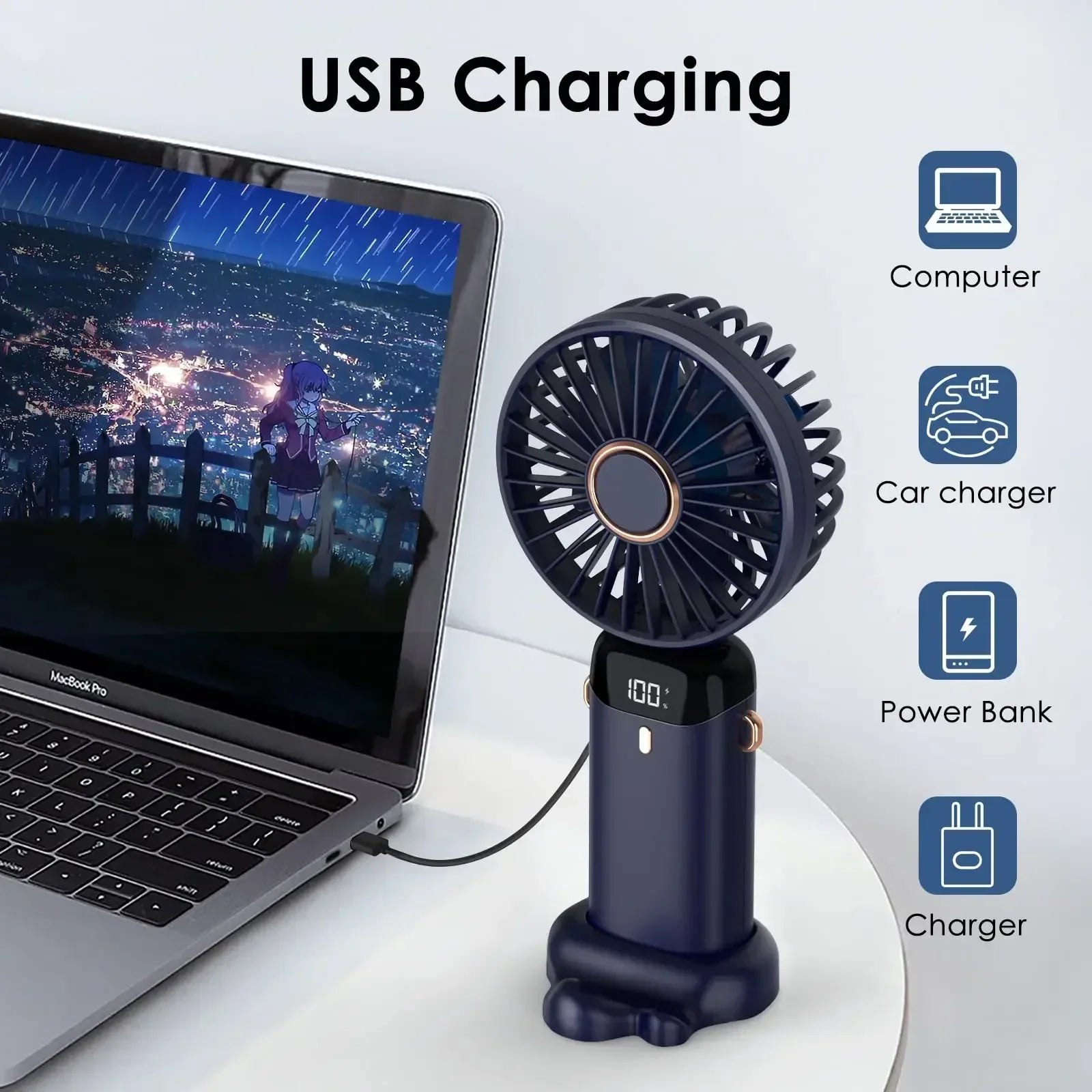 Portable Fan Foldable  With 5 Speeds