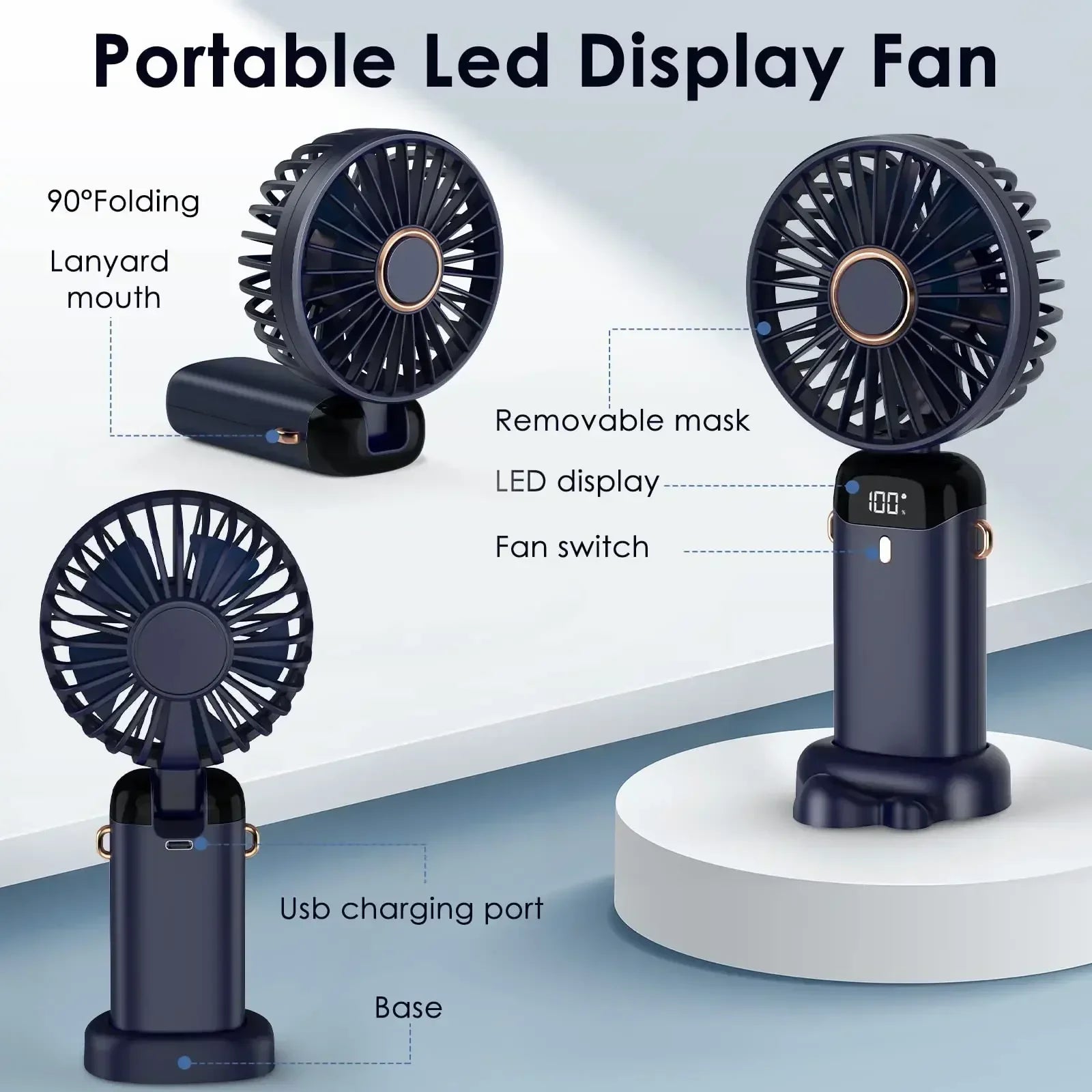 Portable Fan Foldable  With 5 Speeds